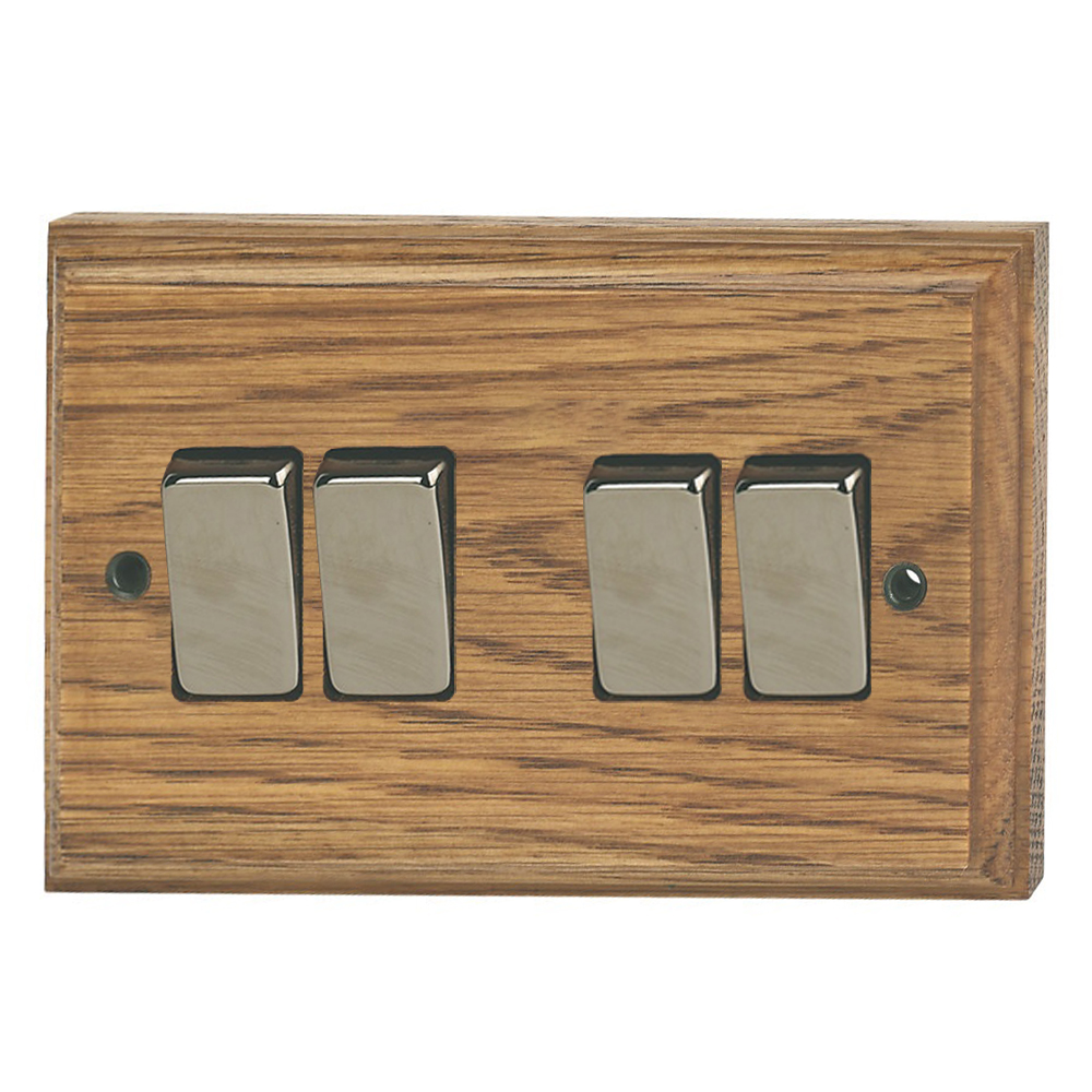 4 GANG SWITCH 3×6 OAK WOOD