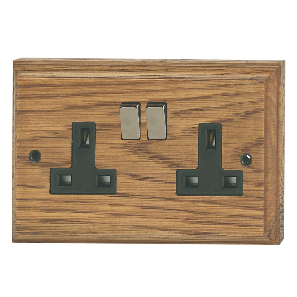 13AMP SOCKET 3X6 OAK WOOD