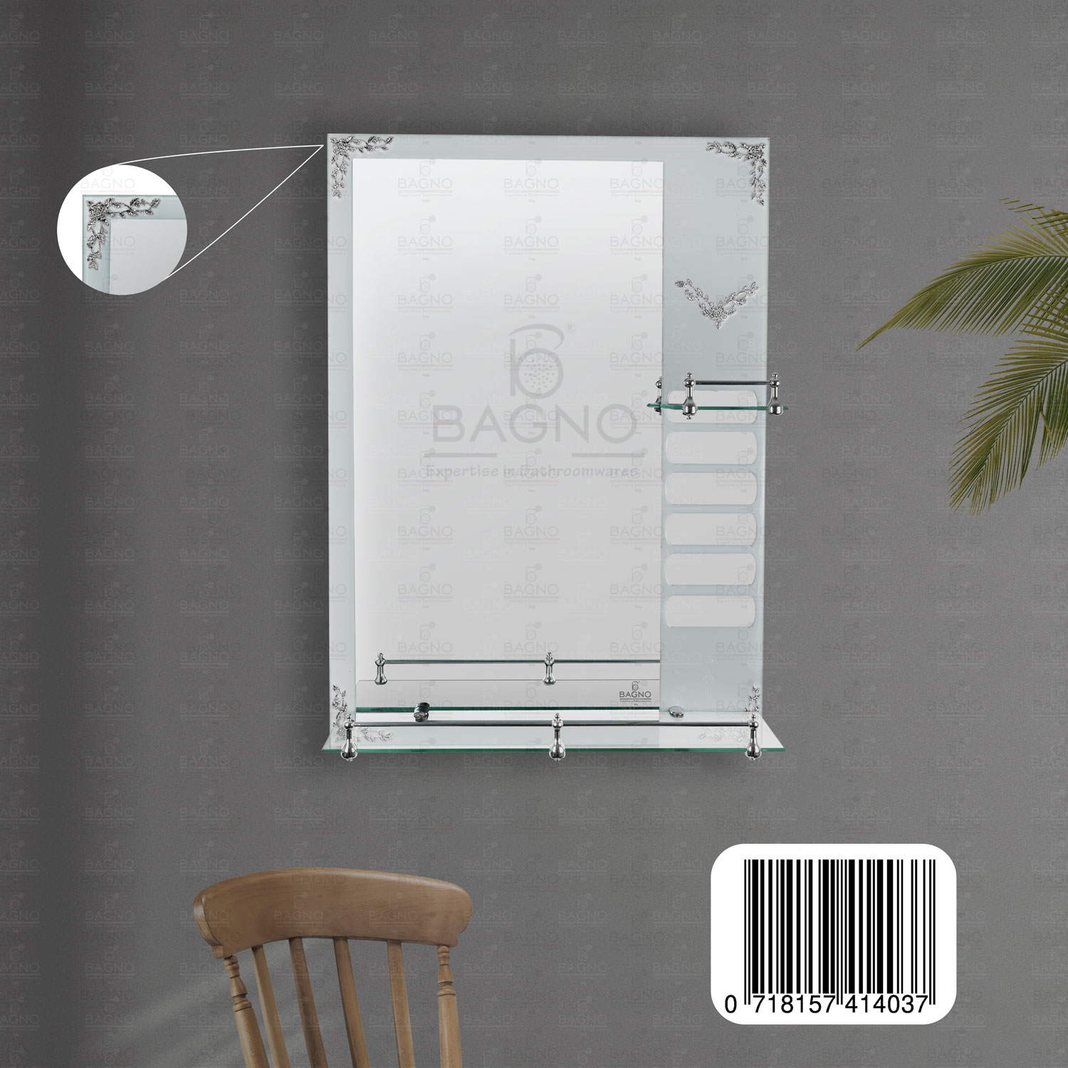 M33-S Plain Mirror With Shelf