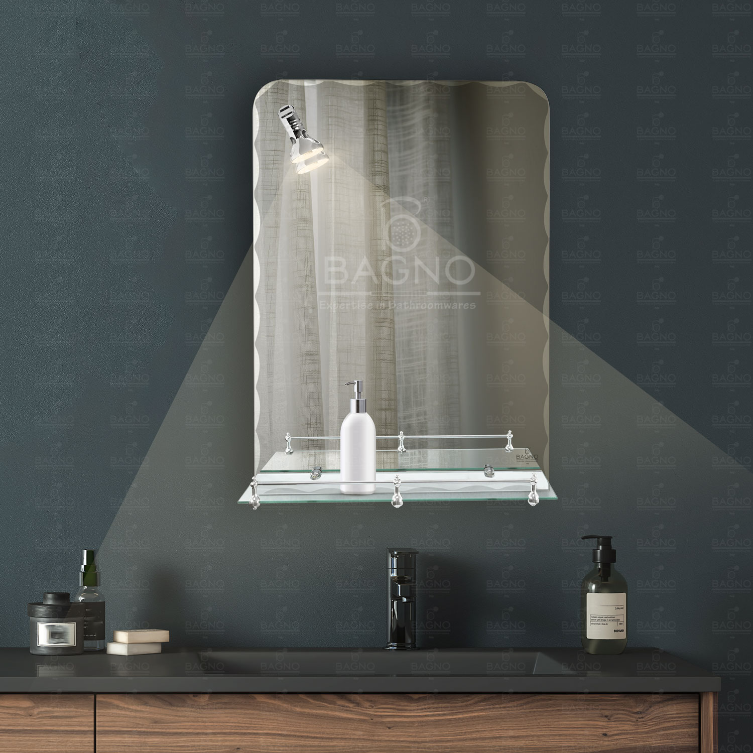 M434-S+L Plain Mirror With Shelf