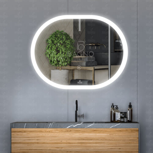 B BAGNO Multi LED Mirror BML15 80x60CM Oval Shape, Touch Button,Water Proof,Horizontal,Lighted Mirror Wall Mounted,LED Mirror for Bathroom,LED Mirrors