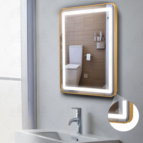 B BAGNO Silver LED Framed Mirror, Silver Framed Mirror, premium Quality 80x60cm BML21(Gold)