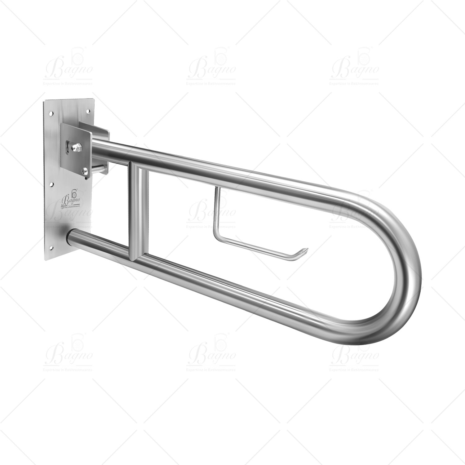 B BAGNO Foldable Stainless Steel Handicap Grab Bar with Tissue Holder ...