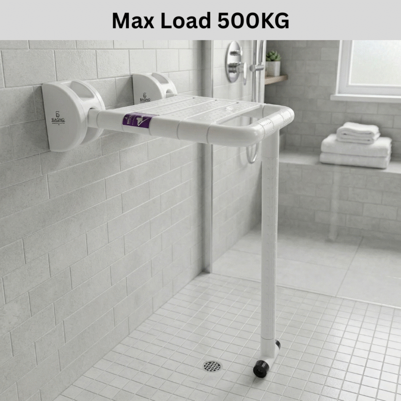 B BAGNO BDS02 Heavy-Duty Wall-Mounted Folding Shower Seat - BDS02