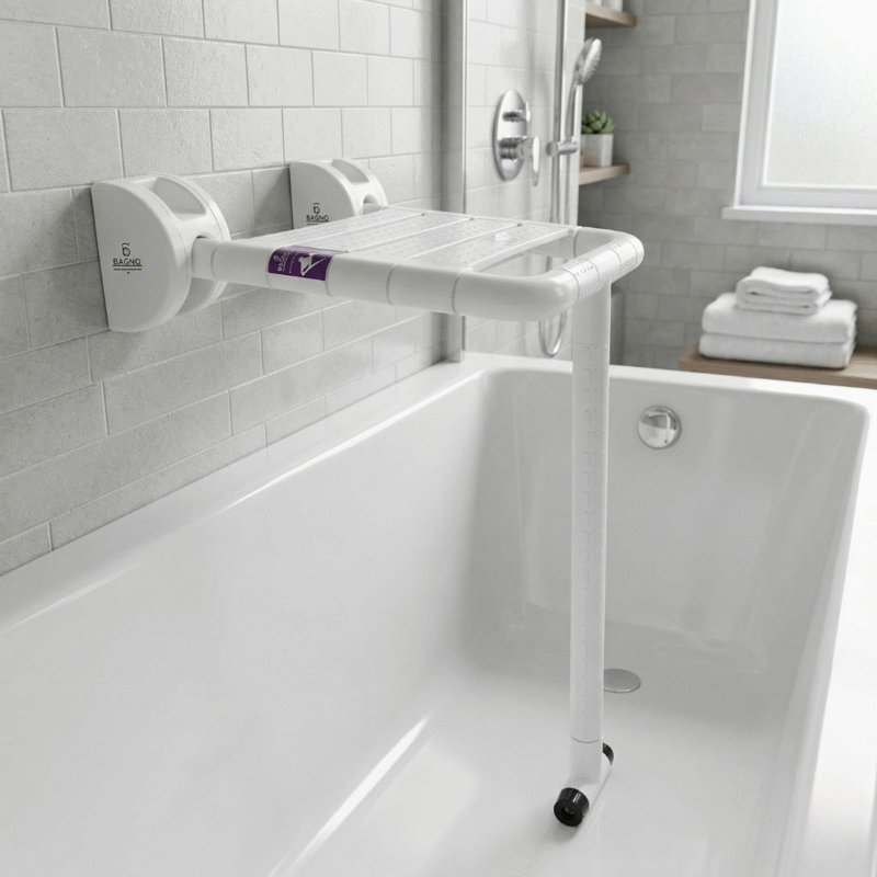 B BAGNO BDS02 Heavy-Duty Wall-Mounted Folding Shower Seat - BDS02