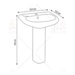 WASH BASIN AQUA FULL PEDESTAL