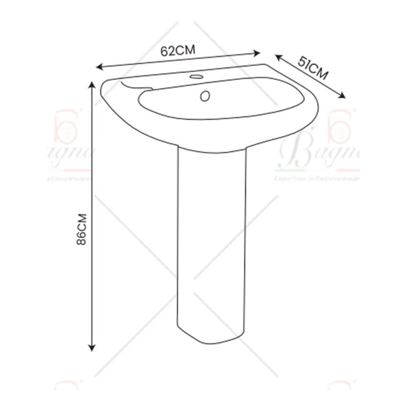 WASH BASIN AQUA FULL PEDESTAL