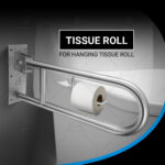 B BAGNO Foldable Stainless Steel Handicap Grab Bar with Tissue Holder - 8814