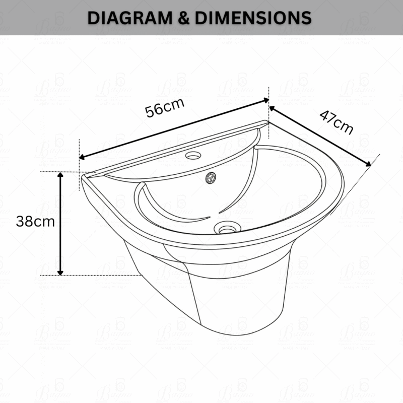 B BAGNO Wall Hung Wash Basin - WHB04
