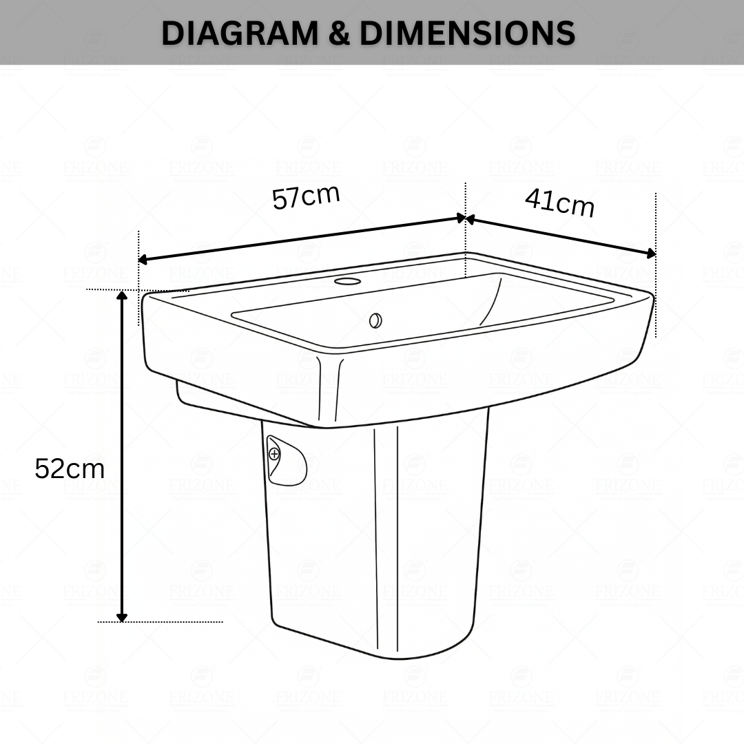 FRIZONE Wash Basin - POLO Half Pedestal
