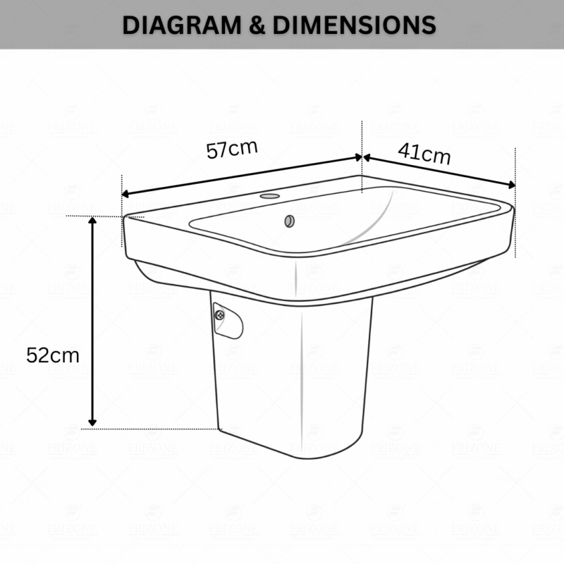 FRIZONE Wash Basin - TINO Half Pedestal