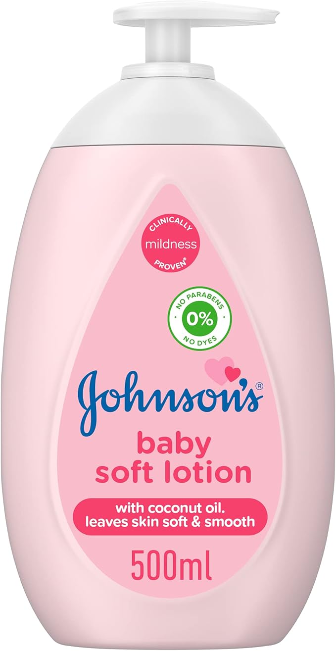 Johnson's Baby Soft Lotion, 24 Hour Moisture. Clinically Proven Mildness formula specifically design for baby’s delicate skin, 500ml
