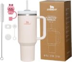 Quencher H2.0 FlowState Vacuum Insulated Tumbler with Straw, Lid, Spill Stopper, Cleaning Brush & Random Topper for Water, Iced Tea, Coffee & Smoothies – | 1.2Litre 40 oz RoseQuartz |