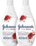 Johnson's Body Lotion - Vita-Rich, Brightening Pomegranate Flower, Enriched with pomegranate extract and shea butter, 24-hour comfort, 400ml, 1+1 FREE