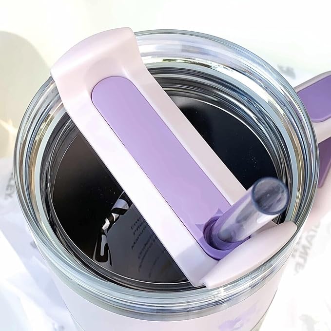 Quencher H2.0 FlowState Vacuum Insulated Tumbler with Straw, Lid, Spill Stopper, Cleaning Brush & Random Topper for Water, Iced Tea, Coffee & Smoothies – | 1.2L 40 oz Orchid |