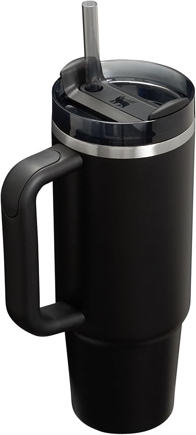 Stanley Quencher H2.0 FlowState Stainless Steel Vacuum Insulated Tumbler with Lid and Straw for Water, Iced Tea or Coffee, Smoothie and More, Black 2.0, 30oz