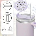 Quencher H2.0 FlowState Vacuum Insulated Tumbler with Straw, Lid, Spill Stopper, Cleaning Brush & Random Topper for Water, Iced Tea, Coffee & Smoothies – | 1.2L 40 oz Orchid |