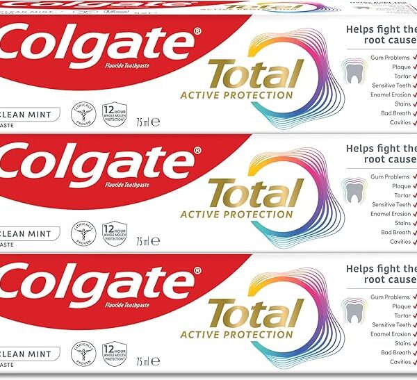 Colgate Total Active protection, toothpaste, Clean Mint, Helps stop problems before they start, 3x75ml