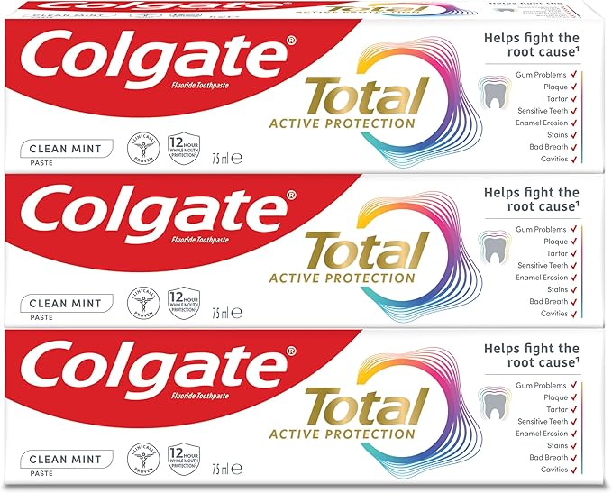 Colgate Total Active protection, toothpaste, Clean Mint, Helps stop problems before they start, 3x75ml