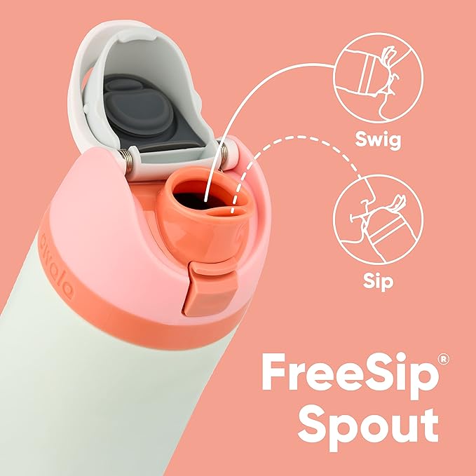 Owala FreeSip Insulated Stainless Steel Water Bottle with Straw for Sports and Travel, BPA-Free, 24-Ounce, Shy Marshmallow