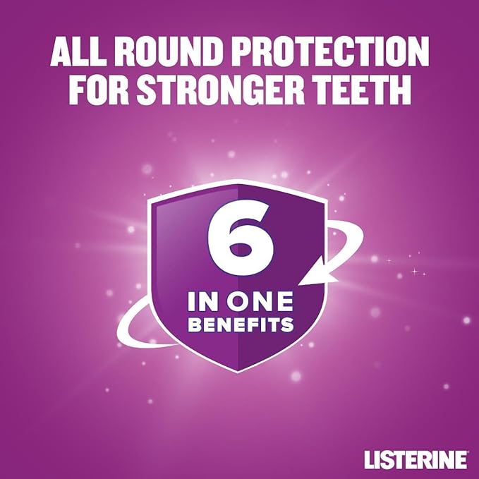 Listerine, Total Care, Teeth Protect, 6 Benefit Fluoride Daily Mouthwash, Milder Taste, Smooth Mint, helps prevent cavities, restores enamel, keeps gums healthy, 250ml
