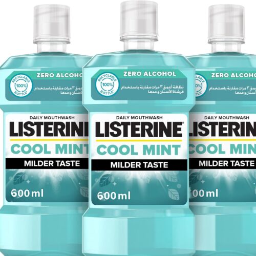 Listerine Cool Mint Milder Taste Mouthwash, Pack of 3x500ml