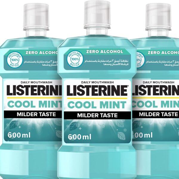 Listerine Cool Mint Milder Taste Mouthwash, Pack of 3x500ml