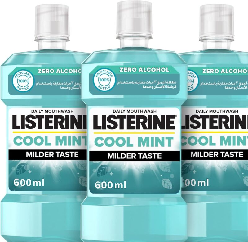 Listerine Cool Mint Milder Taste Mouthwash, Pack of 3x500ml