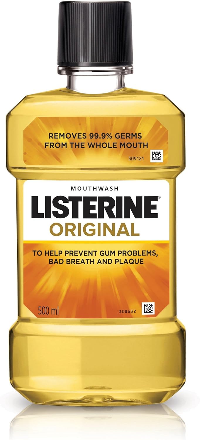 Listerine Original Mouthwash Liquid, Removes 99.9% Germs, 500ml (Pack of 1)
