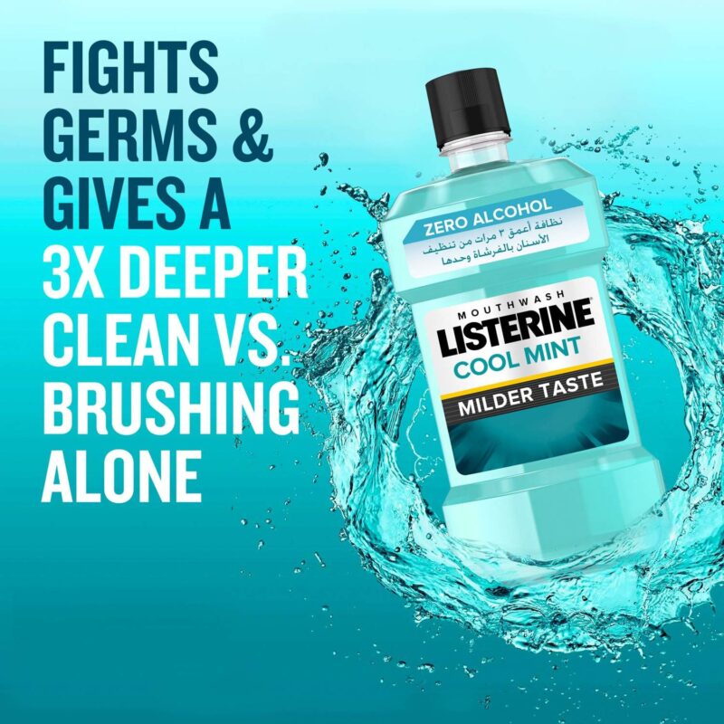 Listerine Cool Mint Milder Taste Mouthwash, Pack of 3x500ml