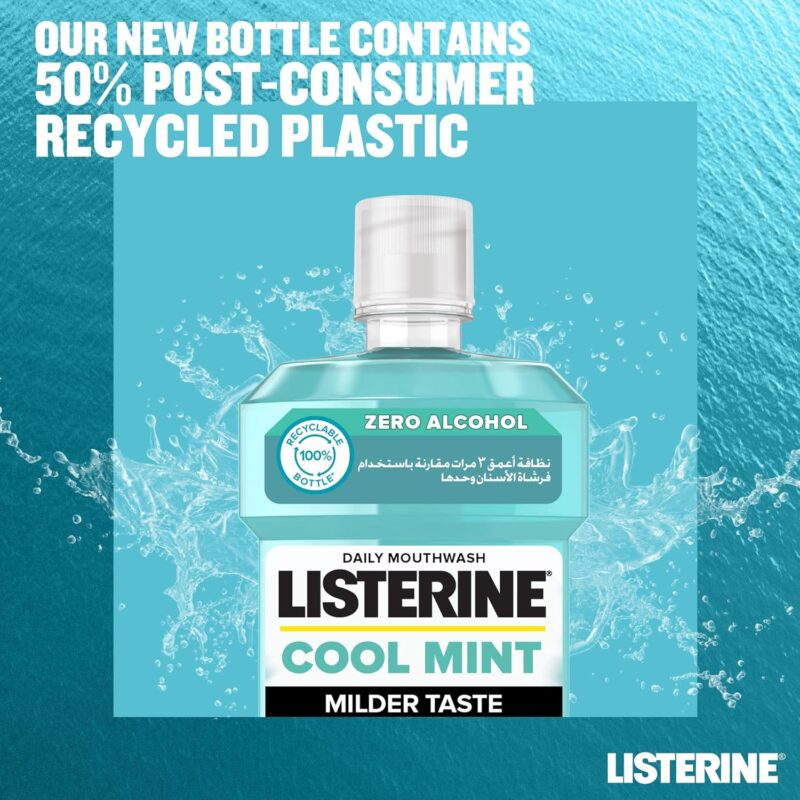 Listerine Cool Mint Milder Taste Mouthwash, Pack of 3x500ml
