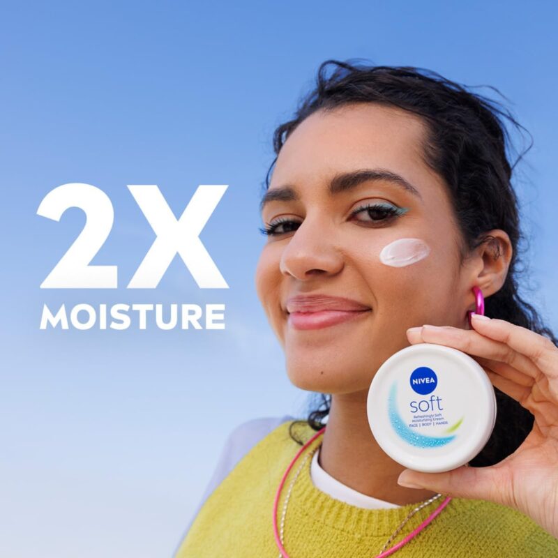 NIVEA Soft Moisturising Cream, A Moisturising Cream for Face, Body and Hands with Vitamin E and Jojoba Oil, Hand Cream Moisturises Deeply, All-Purpose Day Cream, Jar 200ml