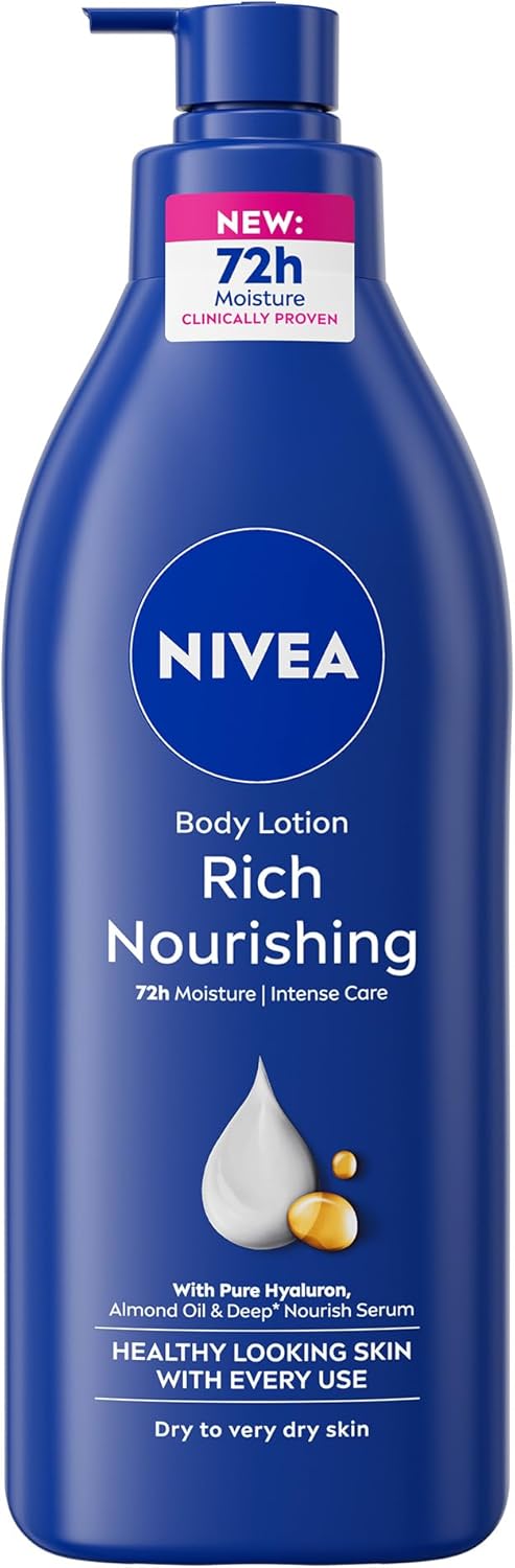 NIVEA Body Lotion for Dry to Very Dry Skin, Rich Nourishing, 5in1 Complete Care, 72H Intense Moisture, 2x400ml, Pack of 2
