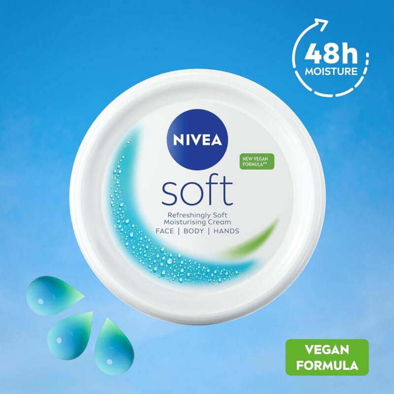 NIVEA Soft Moisturising Cream, A Moisturising Cream for Face, Body and Hands with Vitamin E and Jojoba Oil, Hand Cream Moisturises Deeply, All-Purpose Day Cream, Jar 200ml