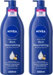 NIVEA Body Lotion for Dry to Very Dry Skin, Rich Nourishing, 5in1 Complete Care, 72H Intense Moisture, 2x400ml, Pack of 2