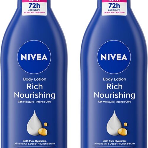 NIVEA Body Lotion for Dry to Very Dry Skin, Rich Nourishing, 5in1 Complete Care, 72H Intense Moisture, 2x400ml, Pack of 2