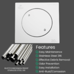 FRIZONE Stainless Steel 316 Cleanout Floor Drain - FD09 – 15×15 cm