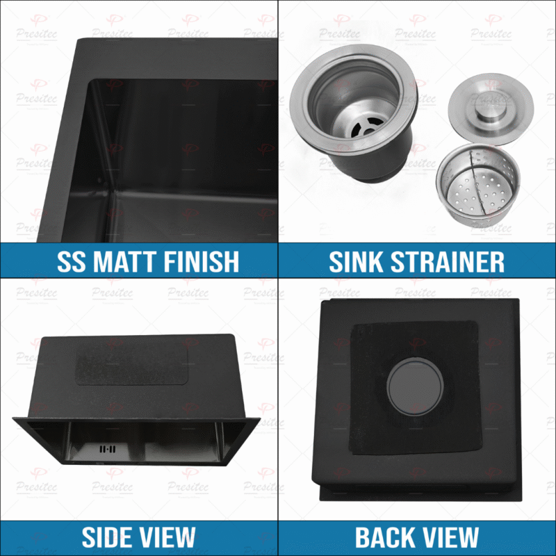 PRESITEC Premium Nano-Coated Stainless Steel Single Bowl Kitchen Sinks