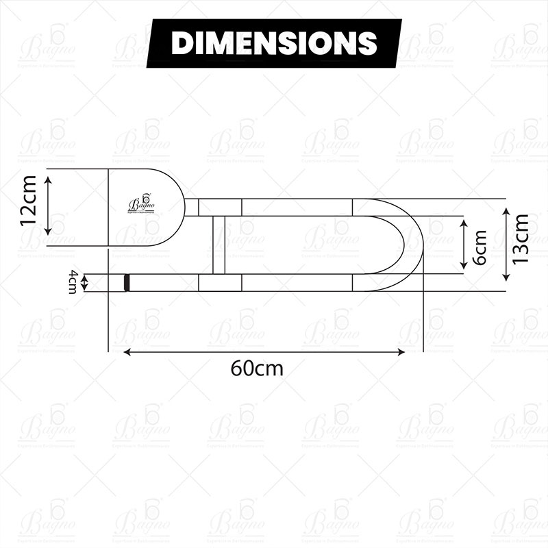 B BAGNO Foldable Hydraulic Grab Bar - Model: 8881