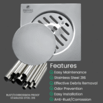 FRIZONE Premium Stainless Steel 316 Concealed Floor Drain - FD07– 15×15 cm