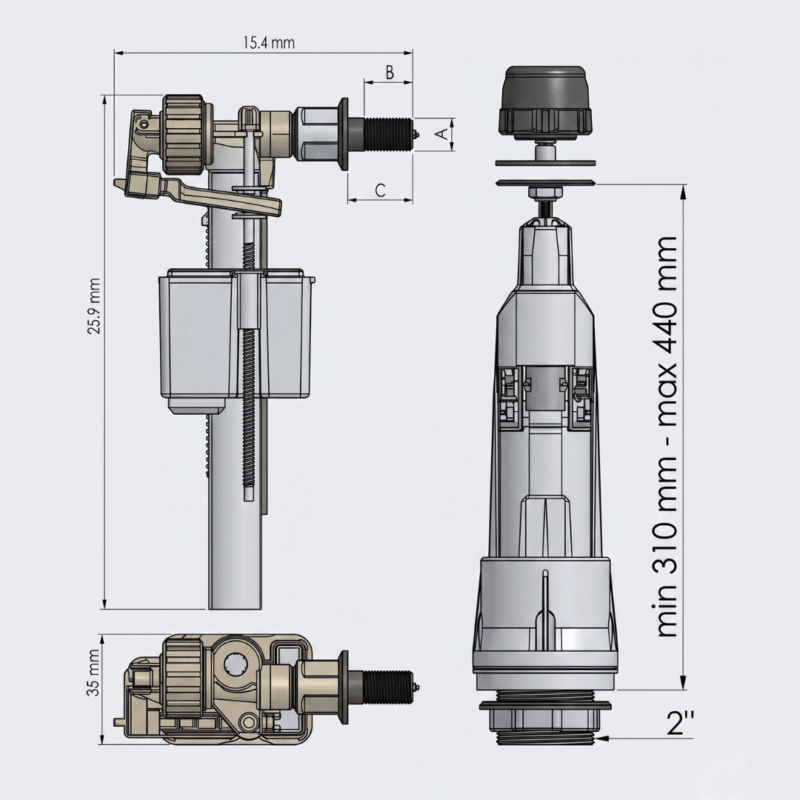 B BAGNO Side Entry Single Flush Valve - BFS01