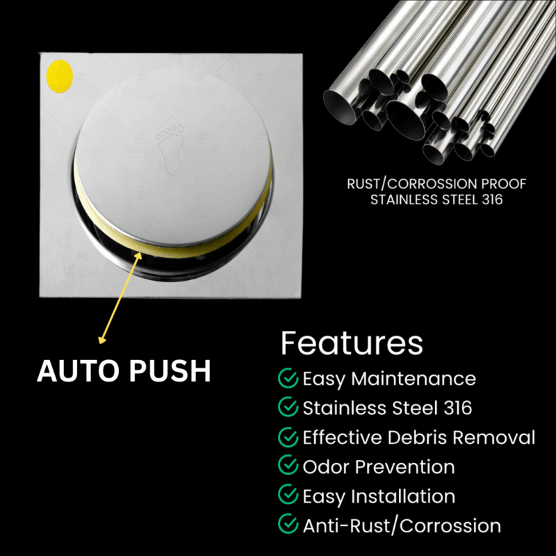 FRIZONE - FD03 Automatic Anti-Odor Floor Drain - 15x15 CM