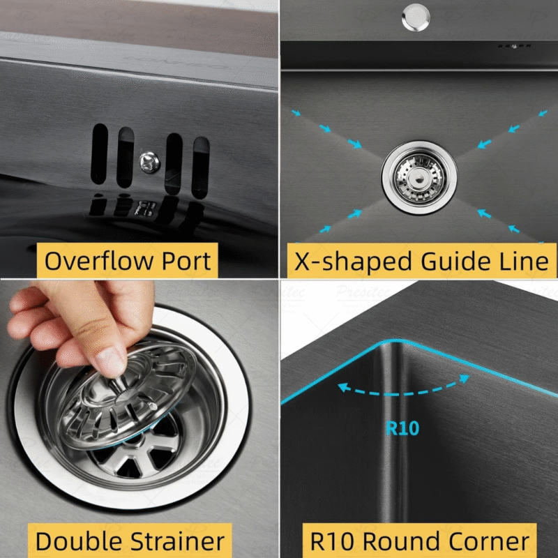 PRESITEC Premium Nano-Coated Stainless Steel Single Bowl Kitchen Sinks