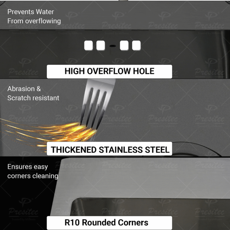 PRESITEC Premium Nano-Coated Stainless Steel Single Bowl Kitchen Sinks