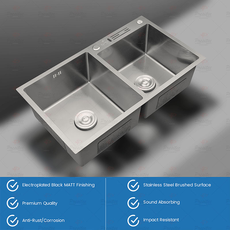 PRESITEC Premium Nano-Coated Stainless Steel Double Bowl Kitchen Sinks