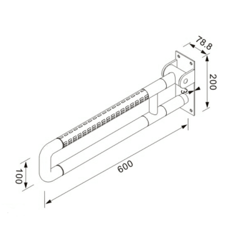 B BAGNO Premium Flip-Up Anti-Slip Grab Bar - 8865-3