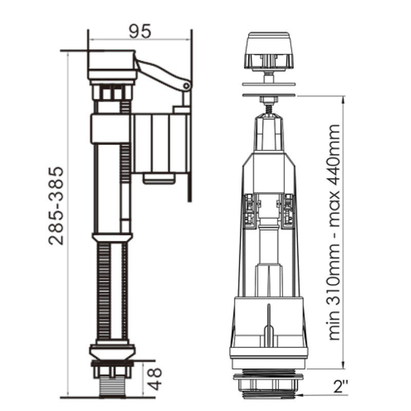 B BAGNO Bottom Entry Single Flush Valve & Fill Valve Kit - BFB01