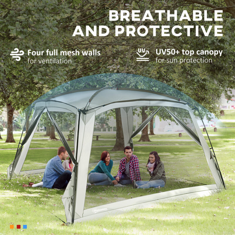 12 x 12 Screen House, UV50+ Screen Tent with 2 Doors & Carry Bag for Outdoor Camping Activities, Easy Setup, White