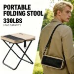 Portable Folding Camping Stool With Storage Bag, Lightweight Foldable Backpack Style Small Camp Chair, Heavy Duty Collapsible Mazar Stool For Camping Fishing Travel Hiking, 3 Colors Available