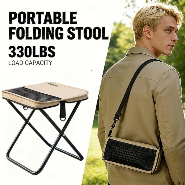 Portable Folding Camping Stool With Storage Bag, Lightweight Foldable Backpack Style Small Camp Chair, Heavy Duty Collapsible Mazar Stool For Camping Fishing Travel Hiking, 3 Colors Available